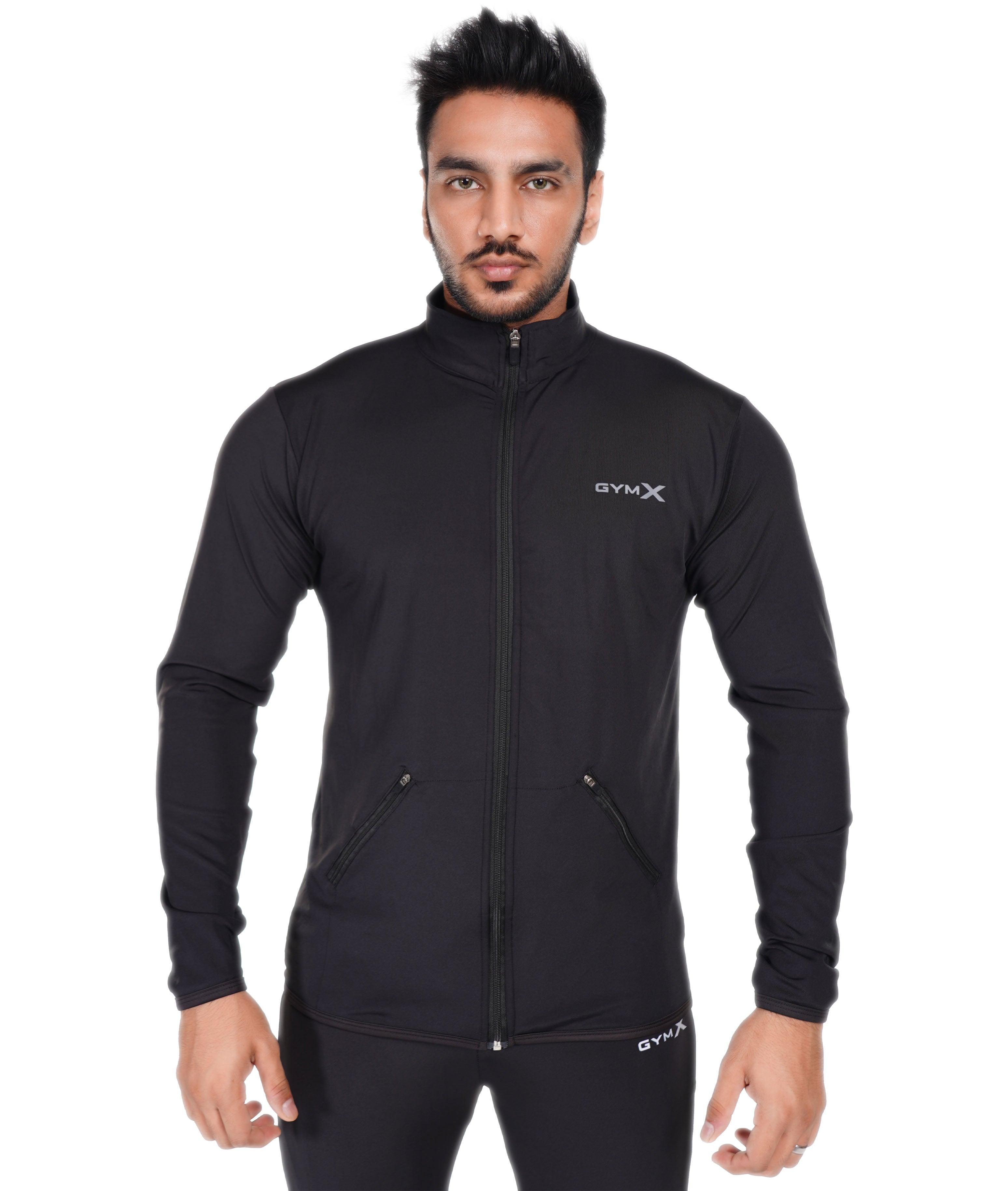 Jet Black GymX Windbreaker Summer Jacket (Dedicated Phone Pocket) - Sale