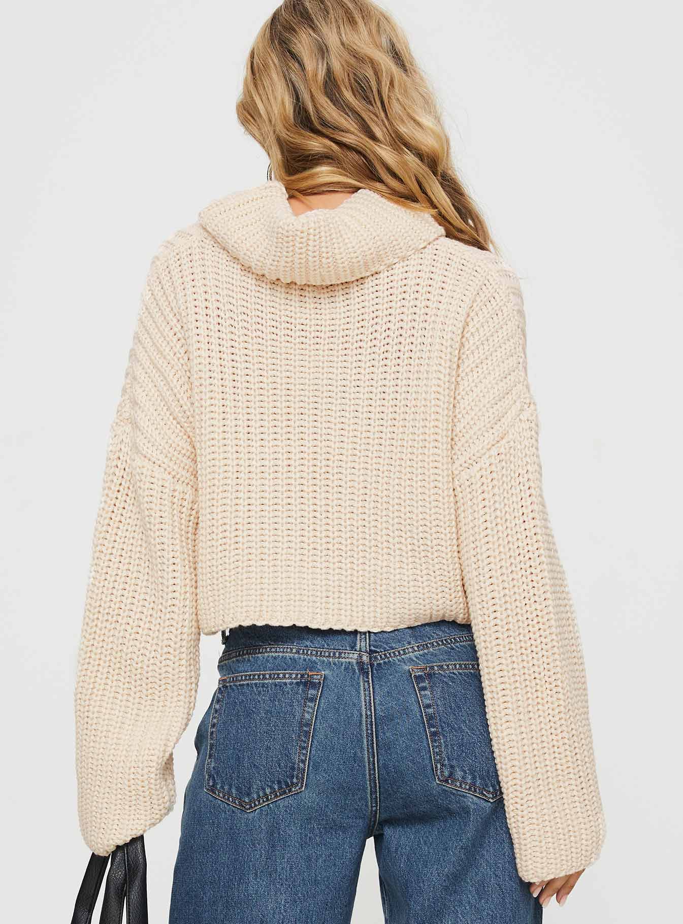 Joice Ribbed Turtleneck Sweater Cream