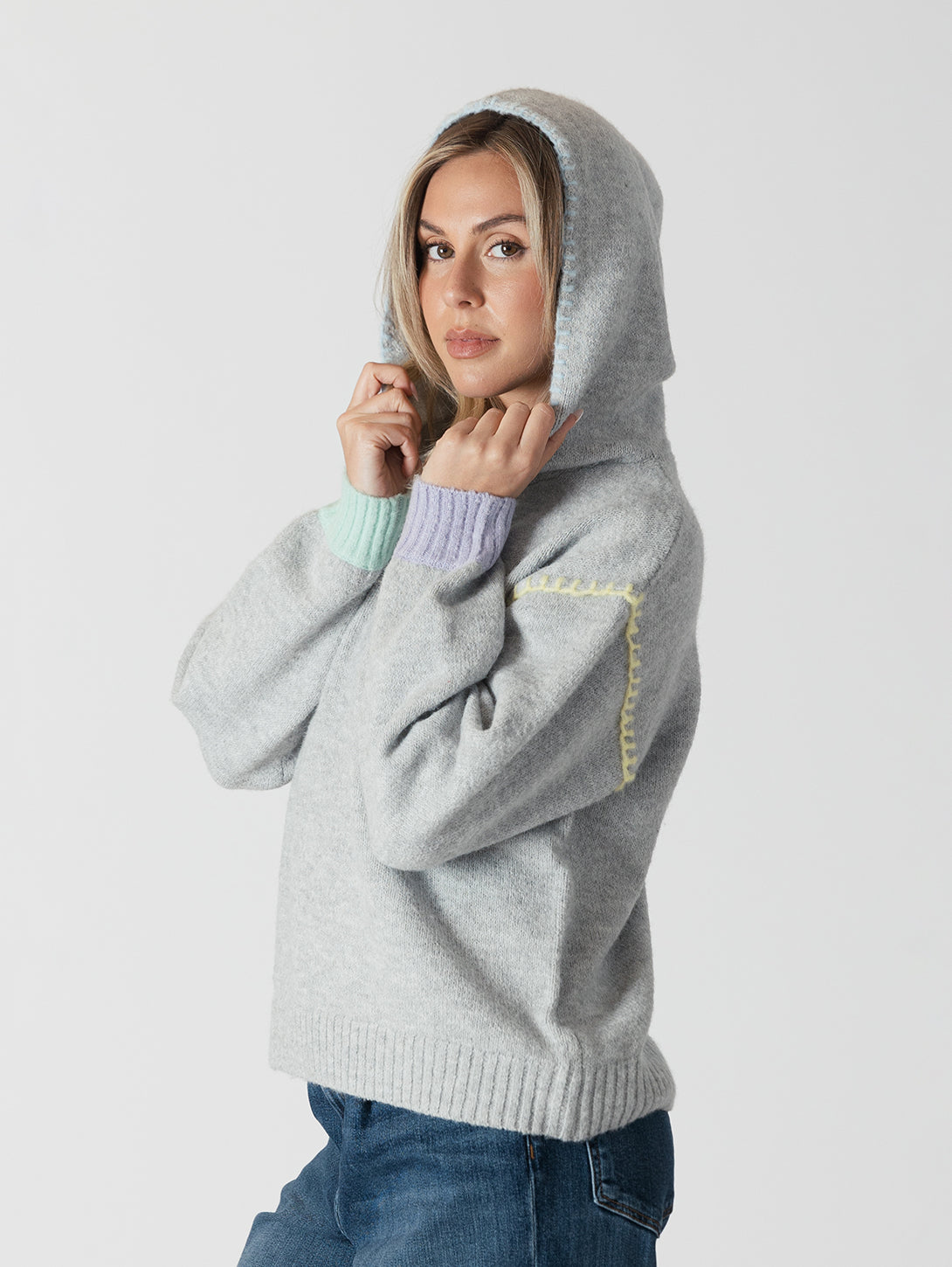 Joyce Hoodie - Grey/Multi Stitch