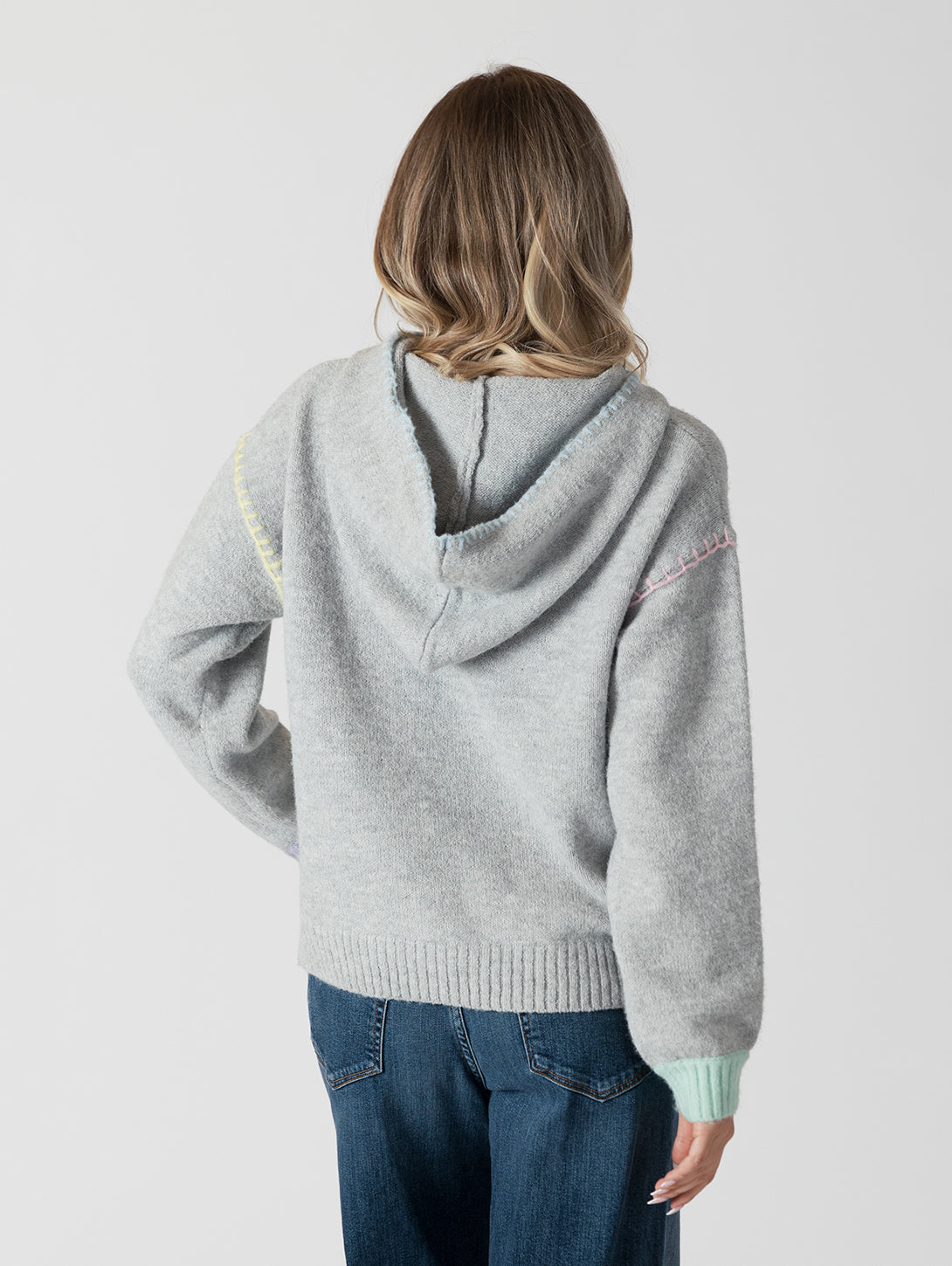 Joyce Hoodie - Grey/Multi Stitch