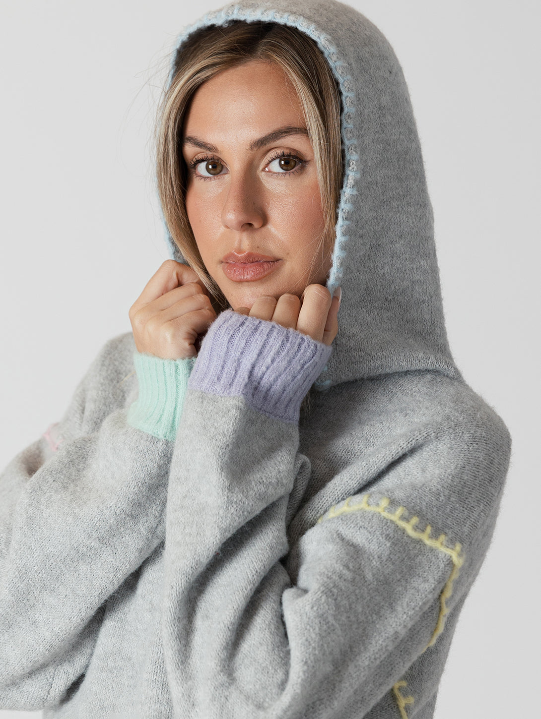 Joyce Hoodie - Grey/Multi Stitch