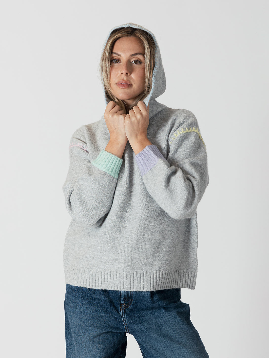 Joyce Hoodie - Grey/Multi Stitch