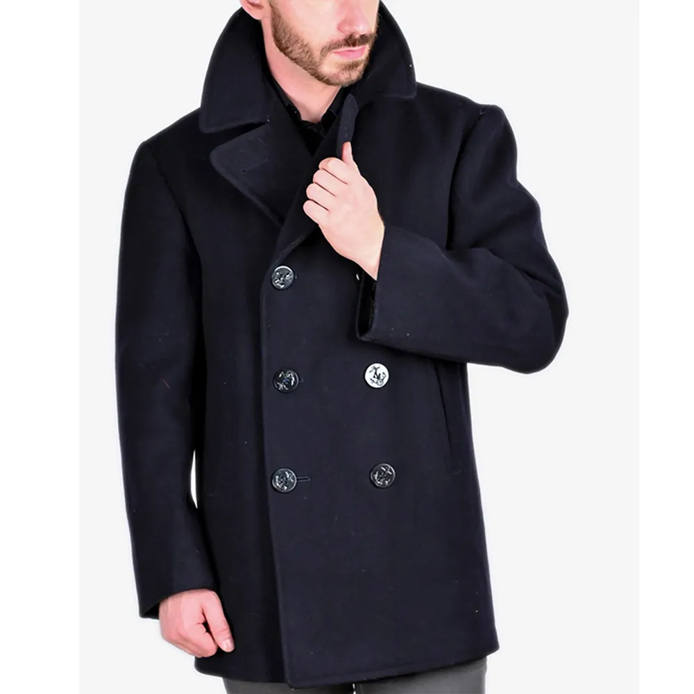 Kersey Naval Black Wool Peacoat - William Jacket