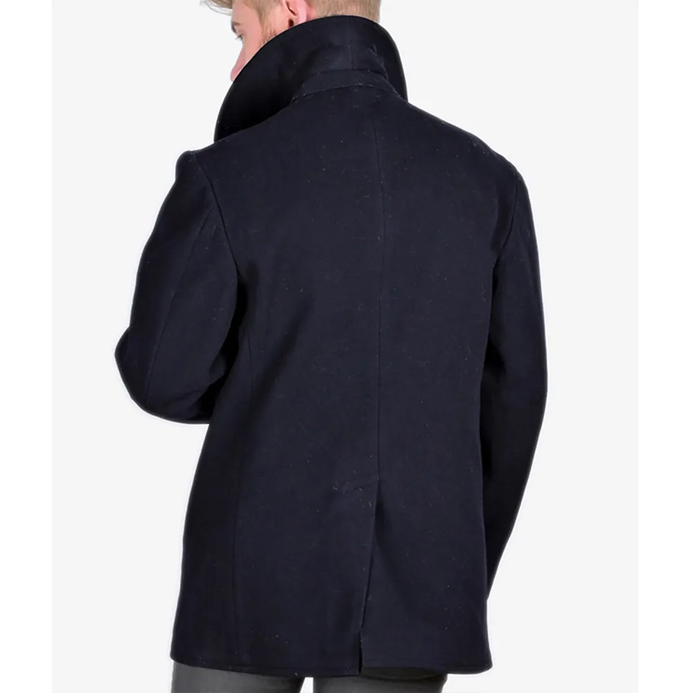 Kersey Naval Black Wool Peacoat - William Jacket