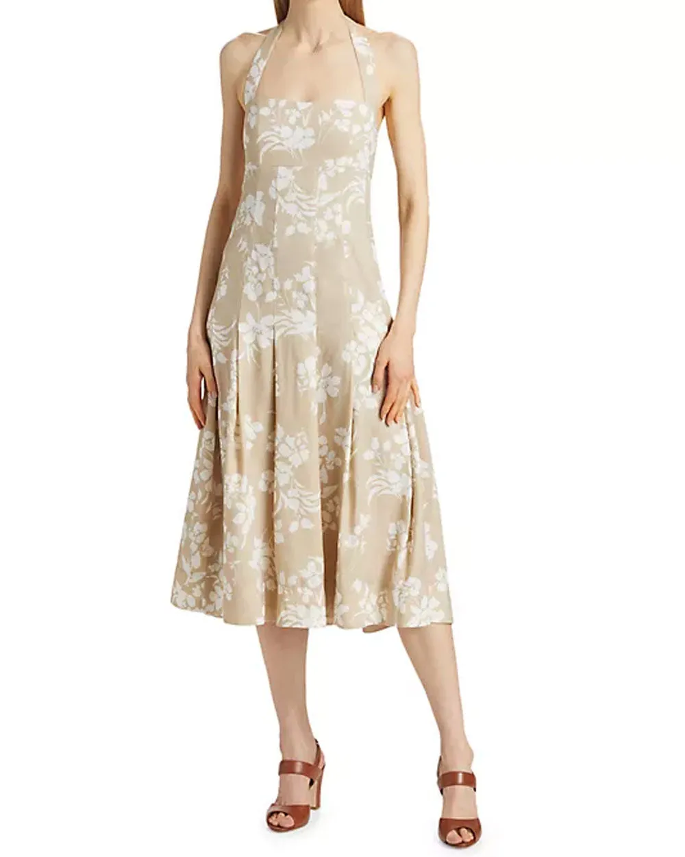 Khaki and Ivory Floral Amalia Dress