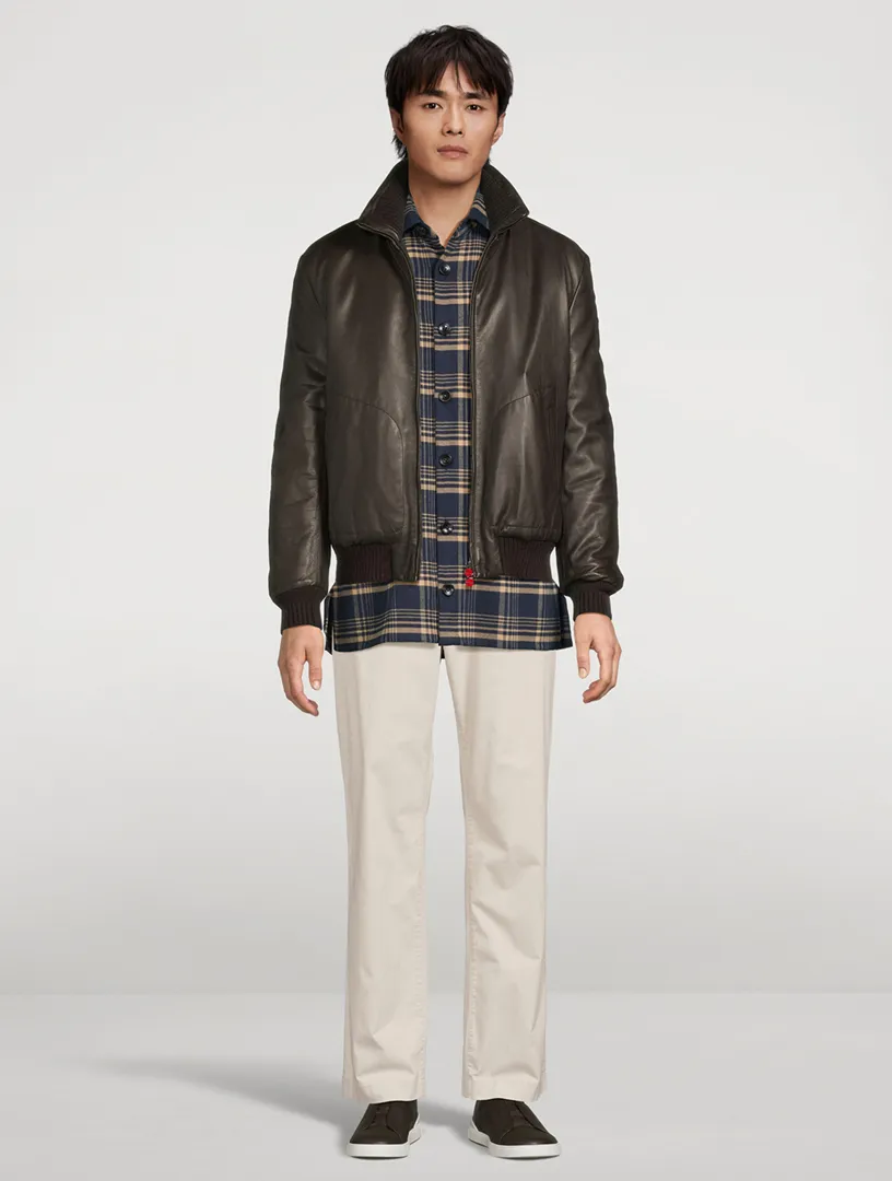 KITON Leather Bomber Jacket