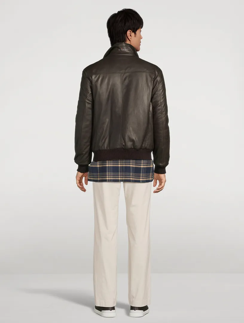 KITON Leather Bomber Jacket