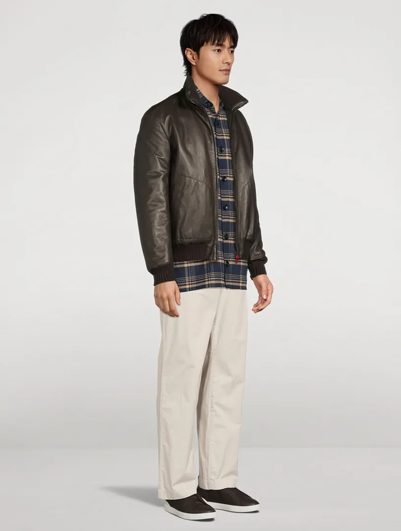 KITON Leather Bomber Jacket