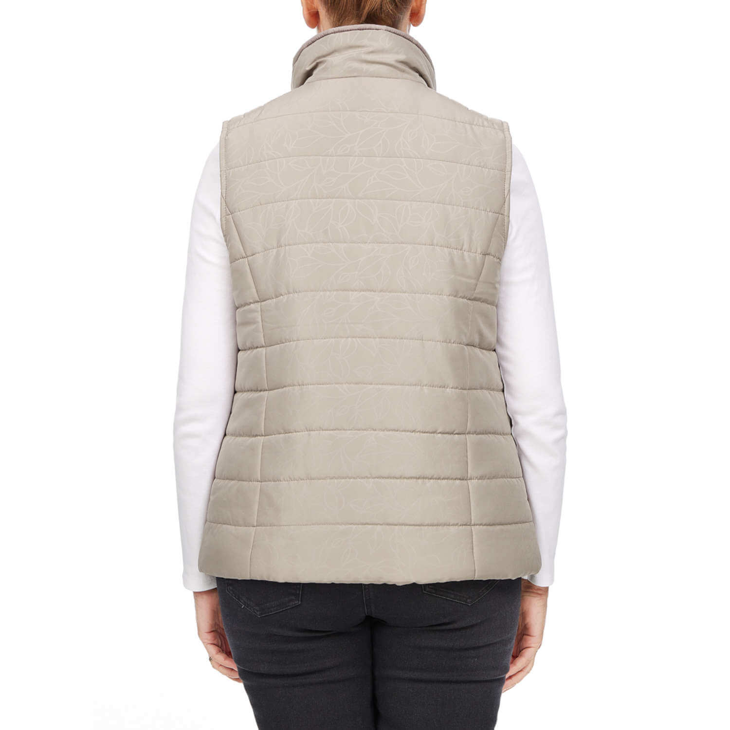 Leaf Print Gilet - Taupe