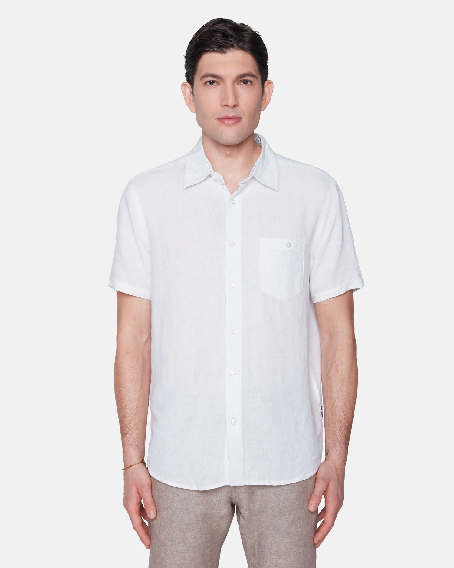 LINEN BLEND SHORT SLEEVE SHIRT