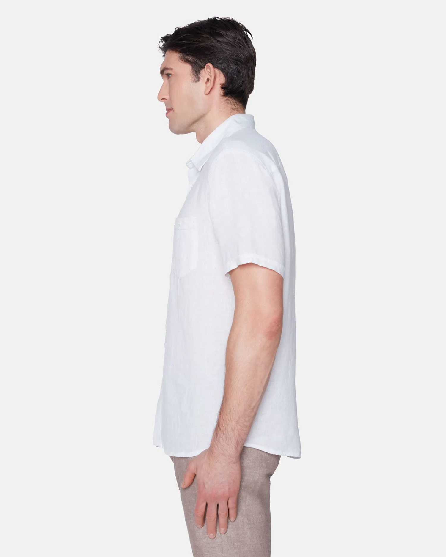 LINEN BLEND SHORT SLEEVE SHIRT