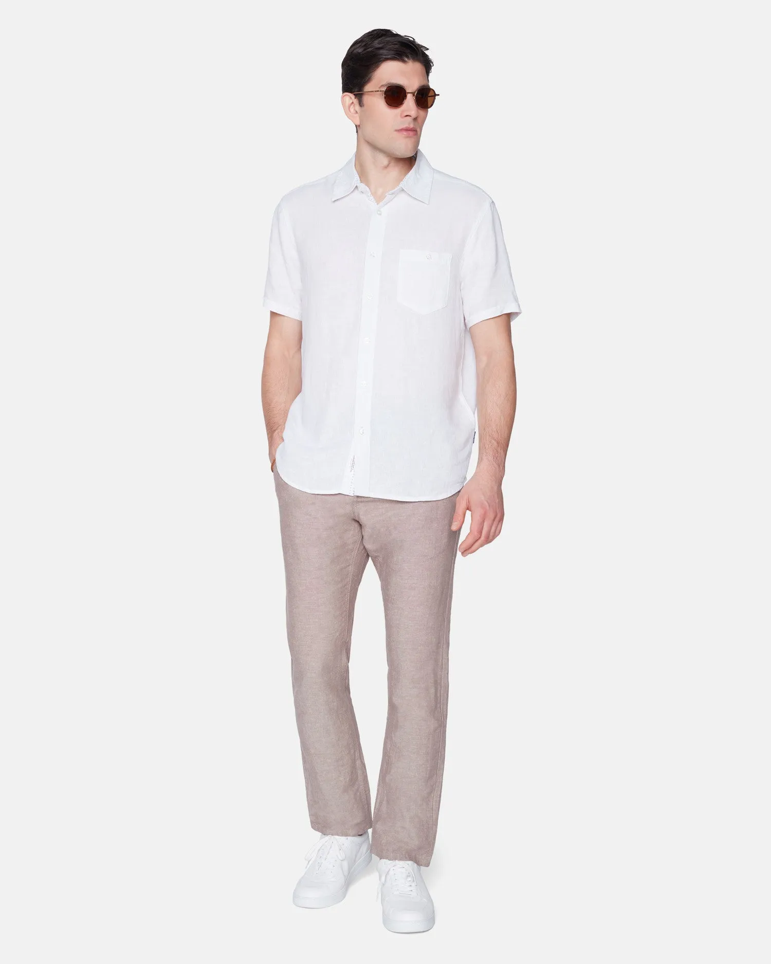 LINEN BLEND SHORT SLEEVE SHIRT