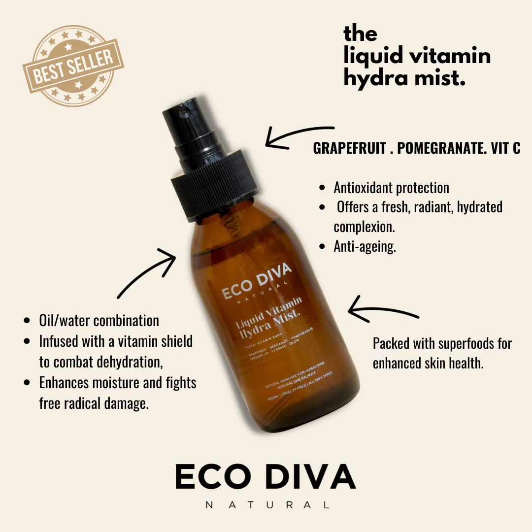 Liquid Vitamin Hydra Mist- Superfood Vitamin Shot with Pommegranate & Bergamot