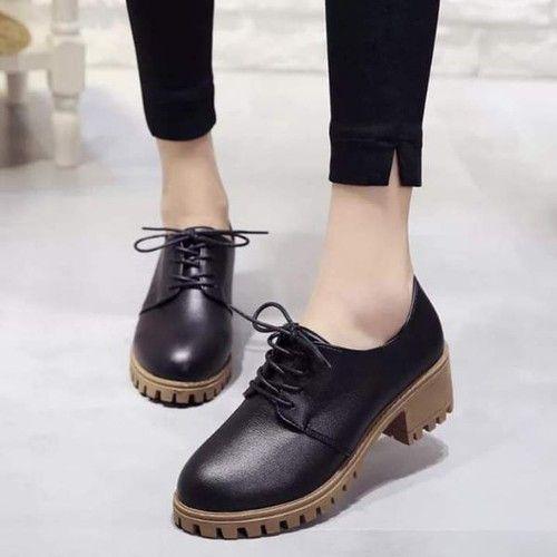 Low Top Black And Brown Women Oxford Boots