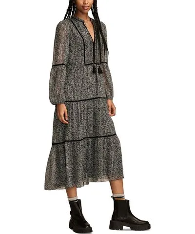 Lucky Brand Women's Printed Midi Peasant Dress