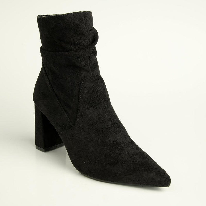 Madison Andi Rouched Block Heel Ankle Boot - Black