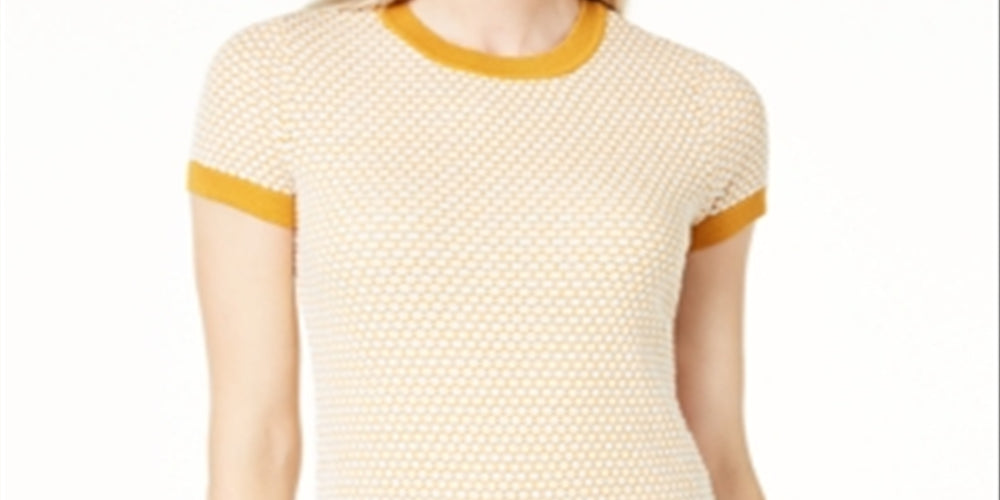 Maison Jules Women's Honeycomb Sweater Yellow Size X-Small