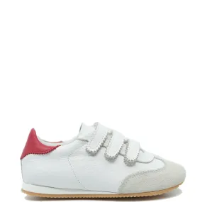 Manuela White Scalloped Triple Velcro Sneaker