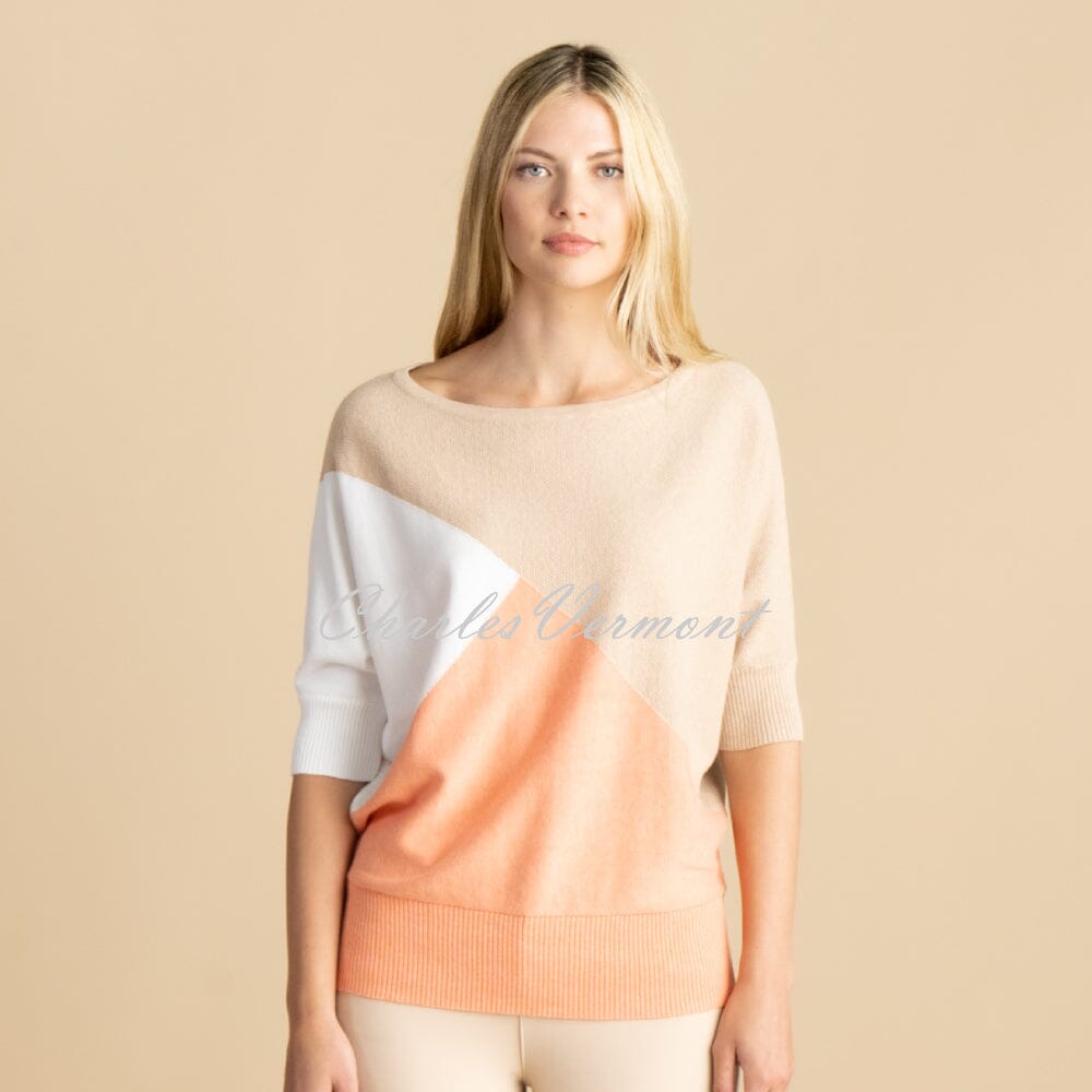 Marble Sweater - Style 7011-196 (Champagne / Orange / White)