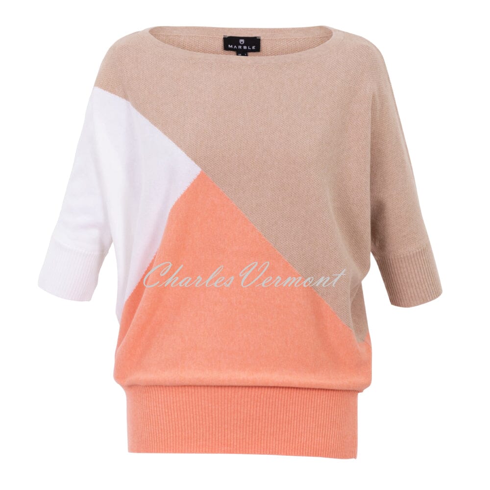 Marble Sweater - Style 7011-196 (Champagne / Orange / White)