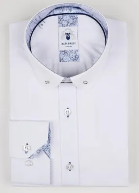 Men’s Marc Darcy Penny Collar White Shirt With Collar Bar