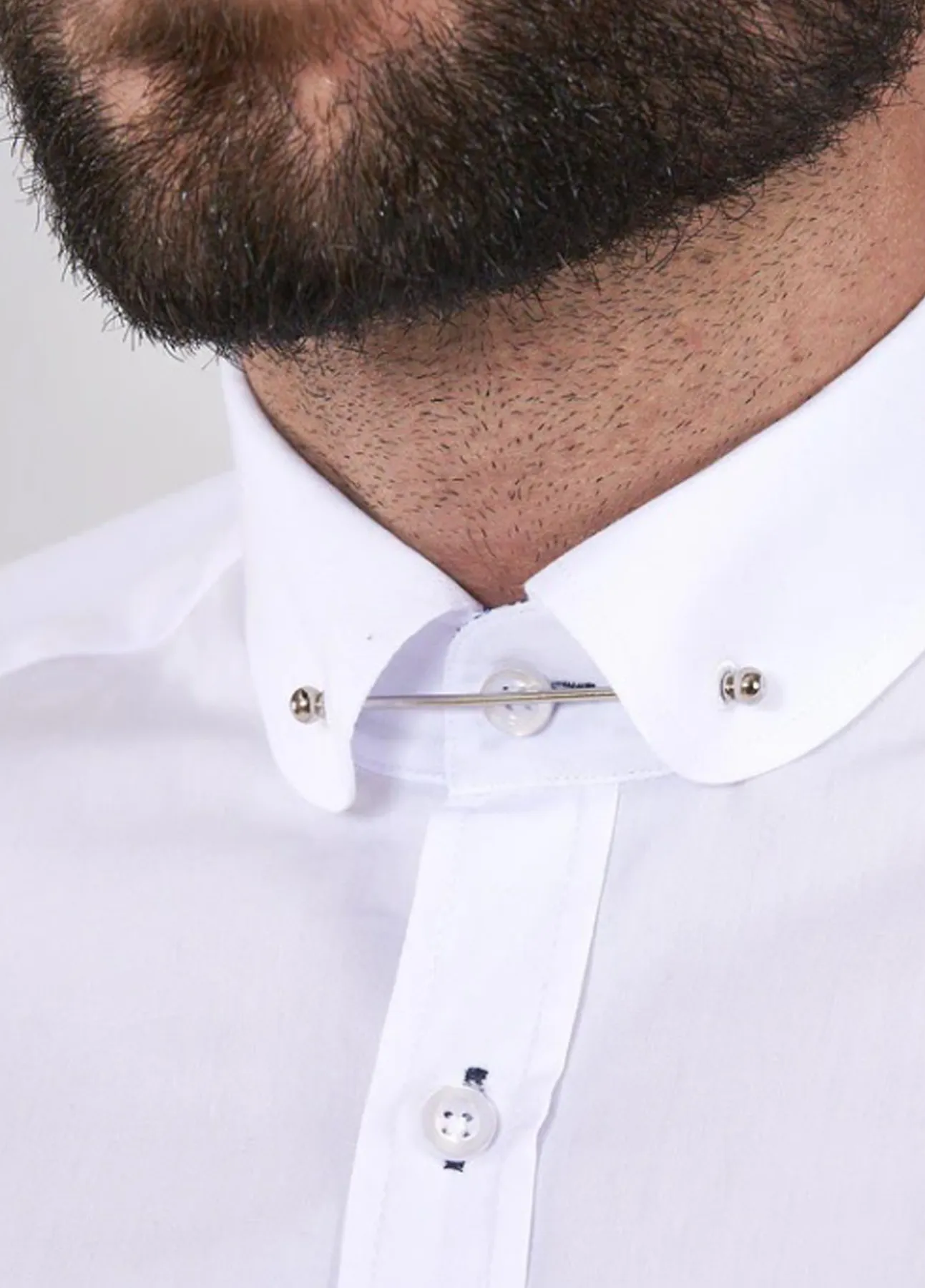 Men’s Marc Darcy Penny Collar White Shirt With Collar Bar