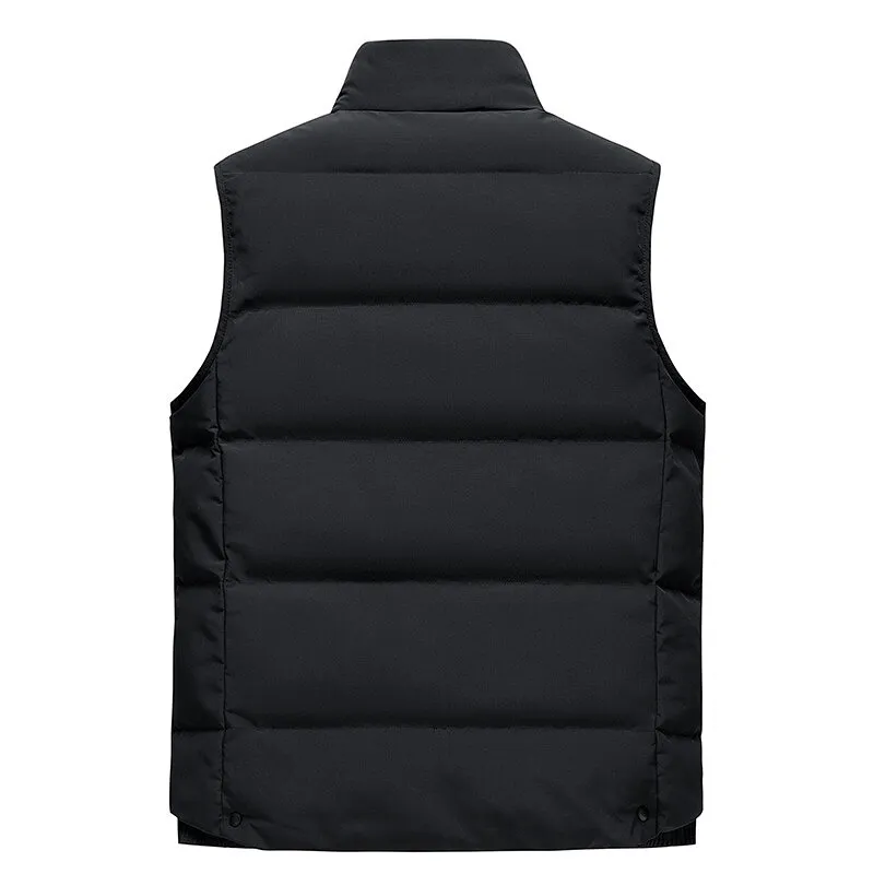 Men's Zipper Stand Collar Vest / Cotton-Padded Sleeveless Jackets / Male Fashion Outerwear