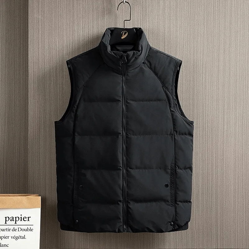 Men's Zipper Stand Collar Vest / Cotton-Padded Sleeveless Jackets / Male Fashion Outerwear