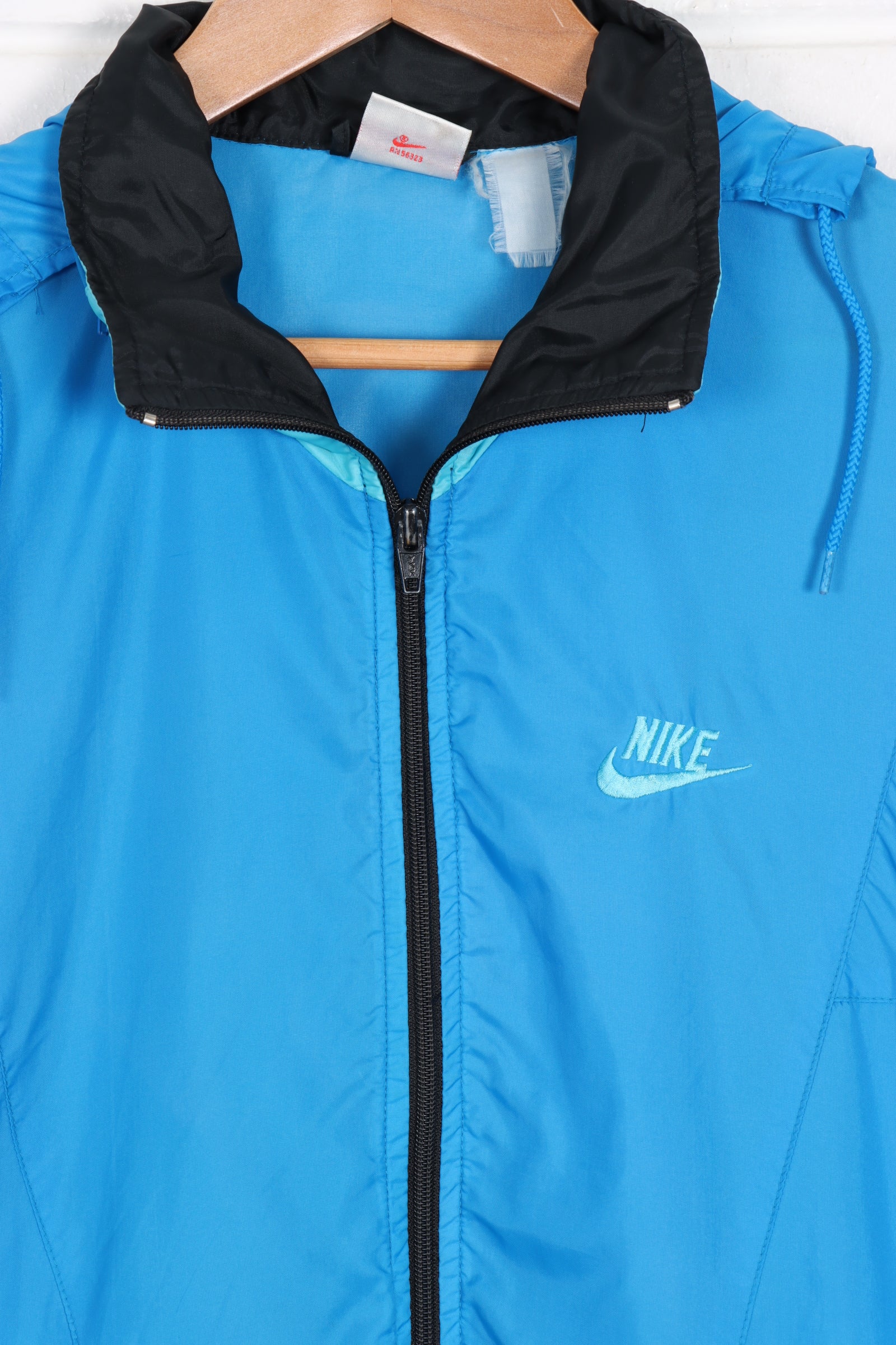 NIKE Blue Embroidered Logo Retractable Hood Lightweight Windbreaker (XL-XXL)