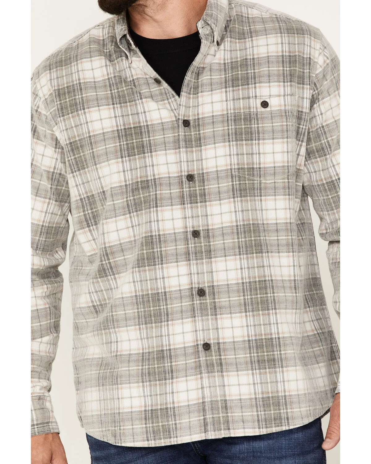 North River Men's Corduroy Medium Plaid Long Sleeve Button Down Shirt