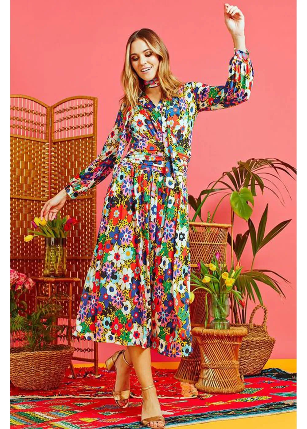 Onjenu Sharon Donna 70's Midi Dress Multi