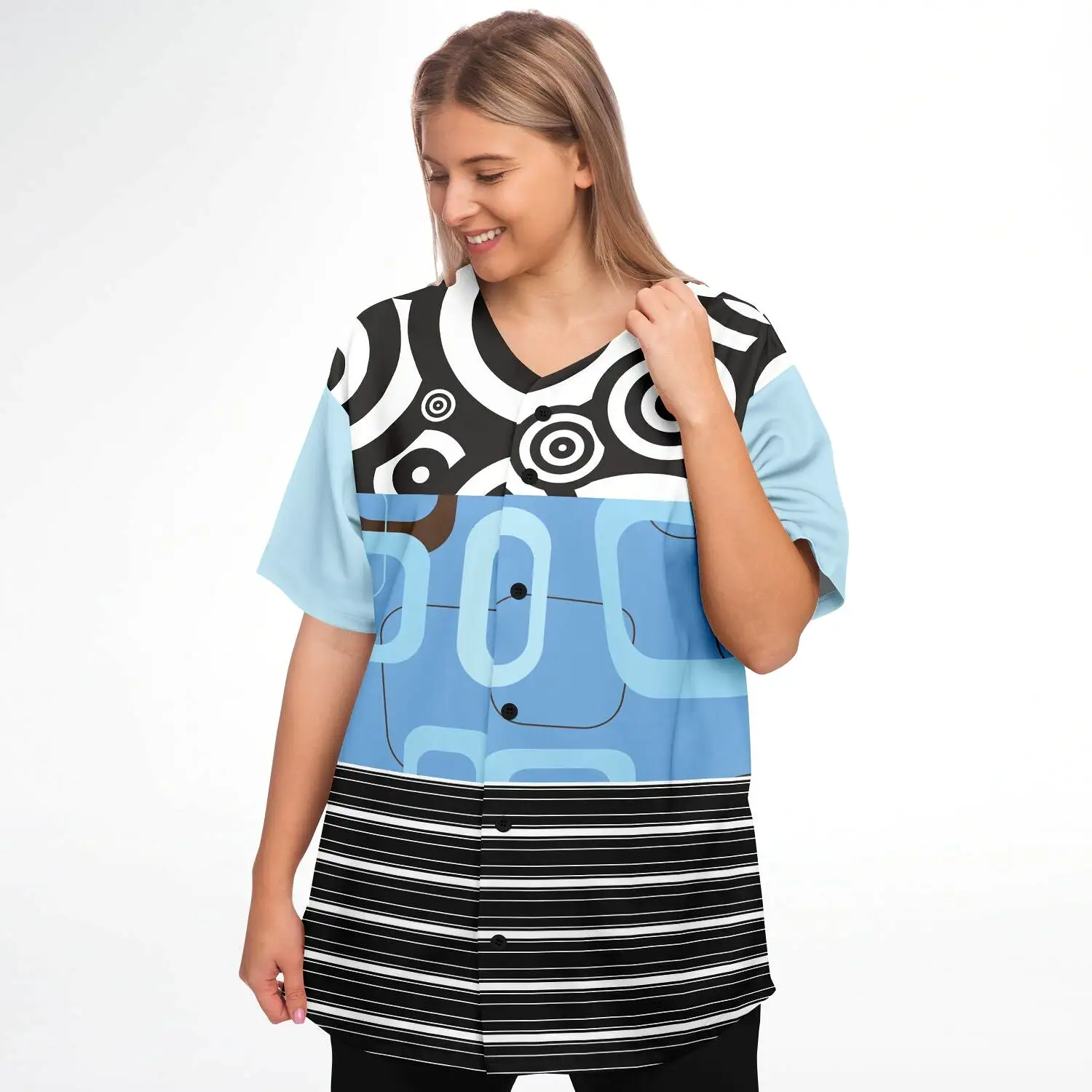 Pacific Palisades Patchwork Button Front Jersey