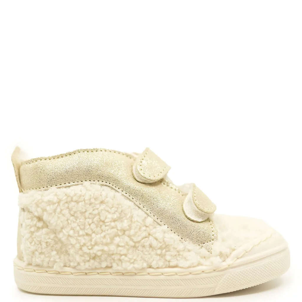 Pepe Ivory and Shearling Hightop Sneaker