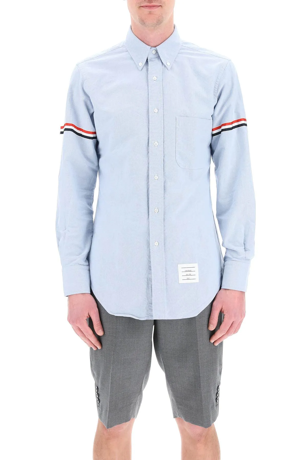 poplin button-down shirt with rwb armbands MWL150E F0313 LIGHT BLUE