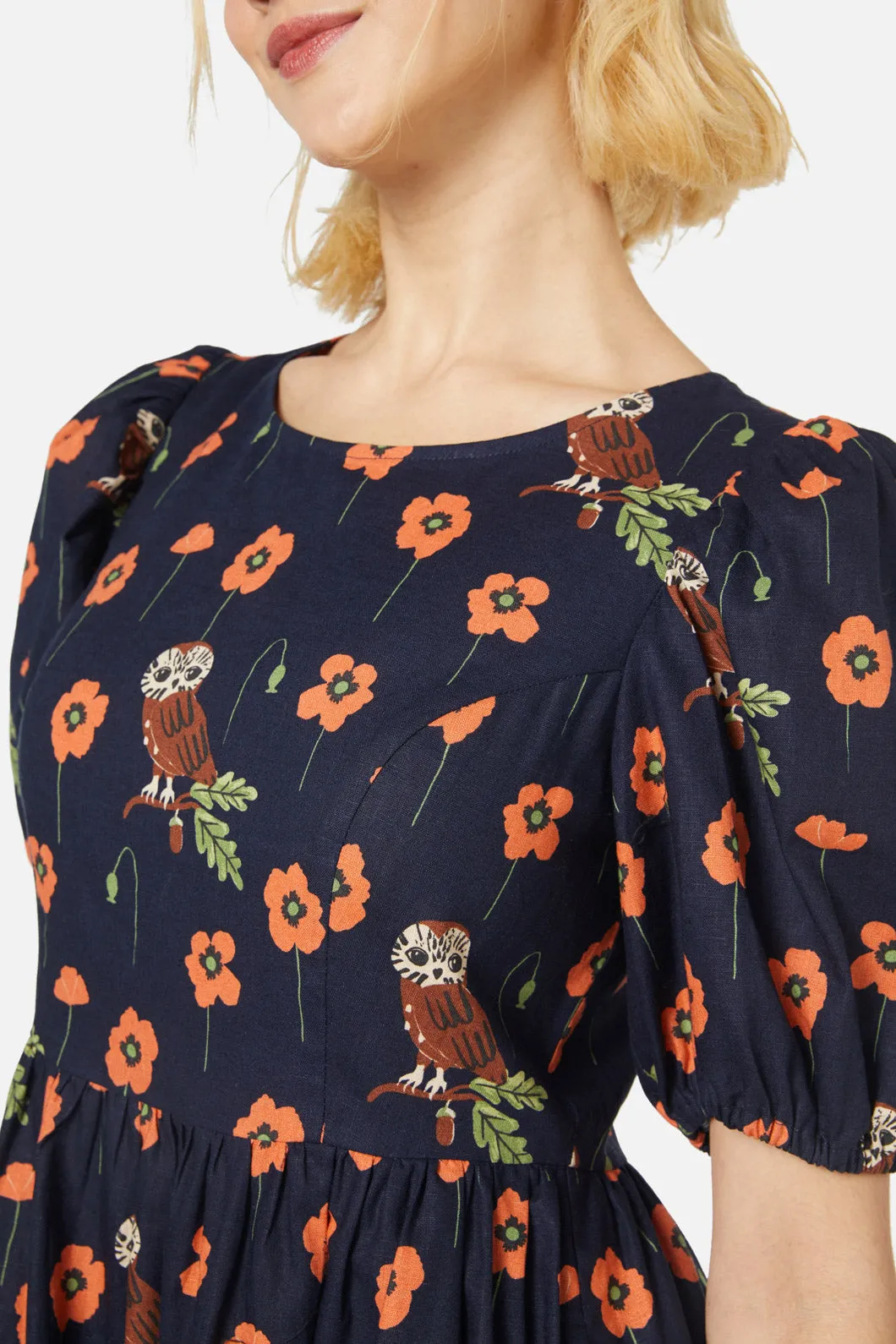 Poppy Owl Midi Dress