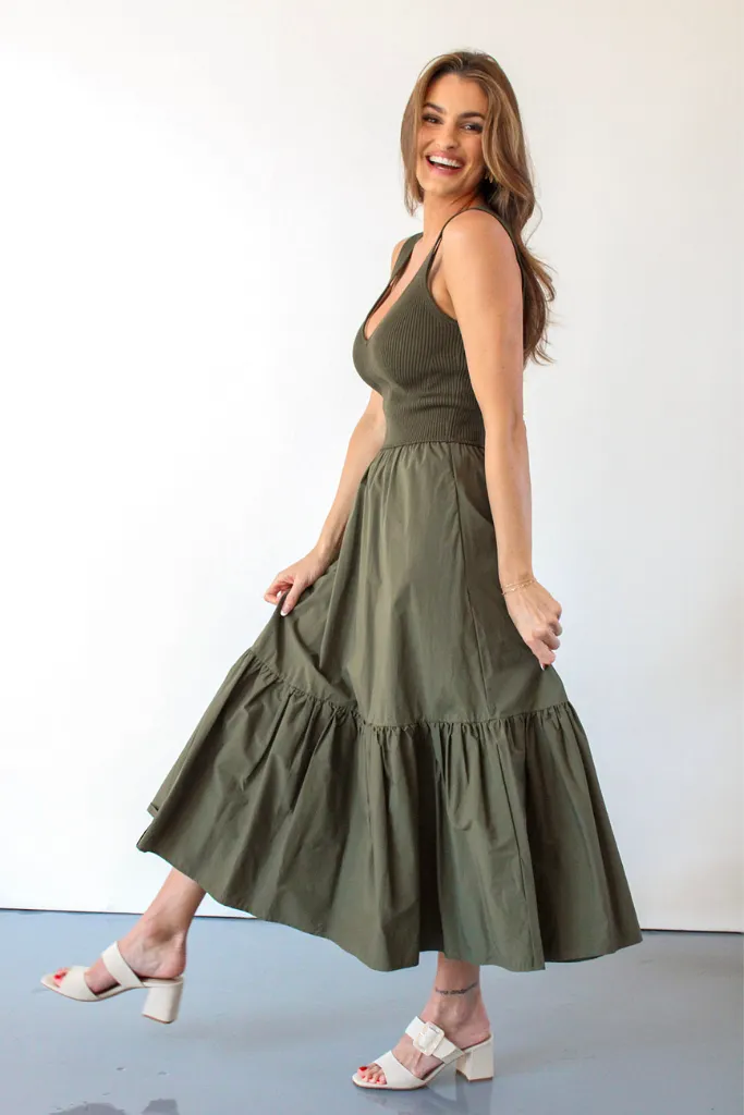 Positano Paradise Midi Dress in Olive