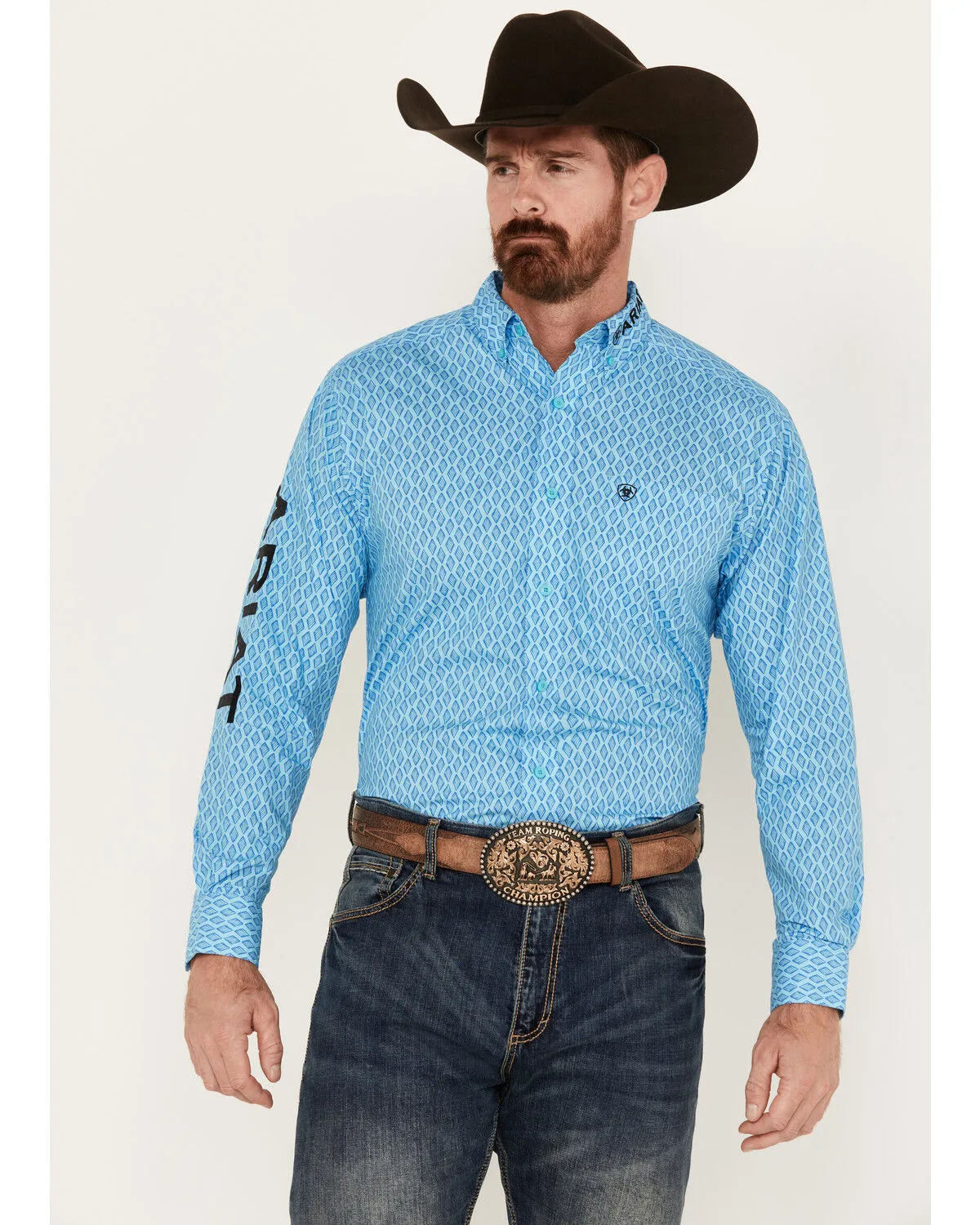 Product Name:  Ariat Men's Team Deandre Geo Print Long Sleeve Button-Down Shirt - Tall