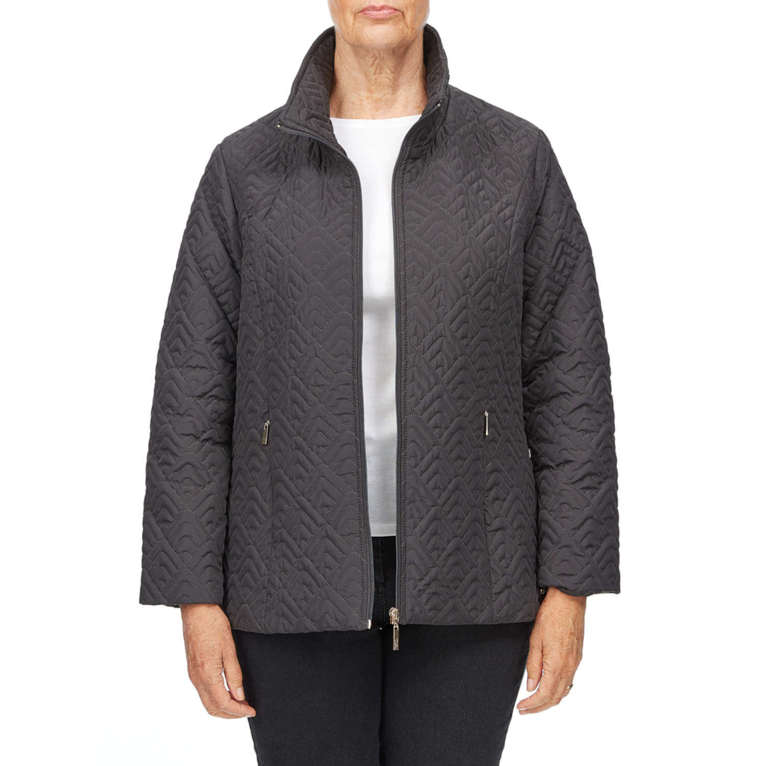 Quilted Coat - Charcoal