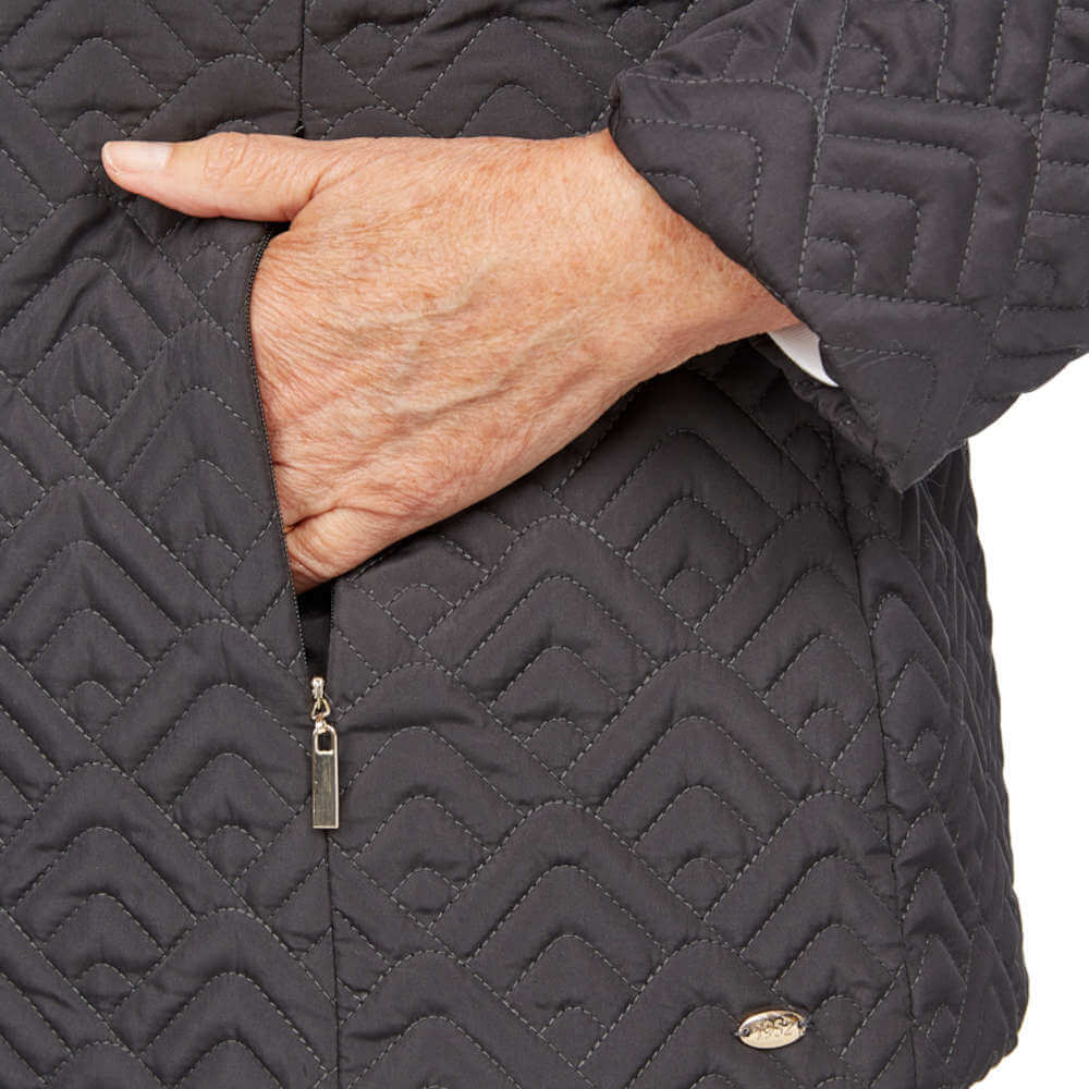 Quilted Coat - Charcoal