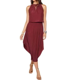 Ramy Brook Audrey Smocked Midi Dress In Bordeaux