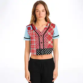 Red Pacific Palisades Geo Cropped Button Front Jersey