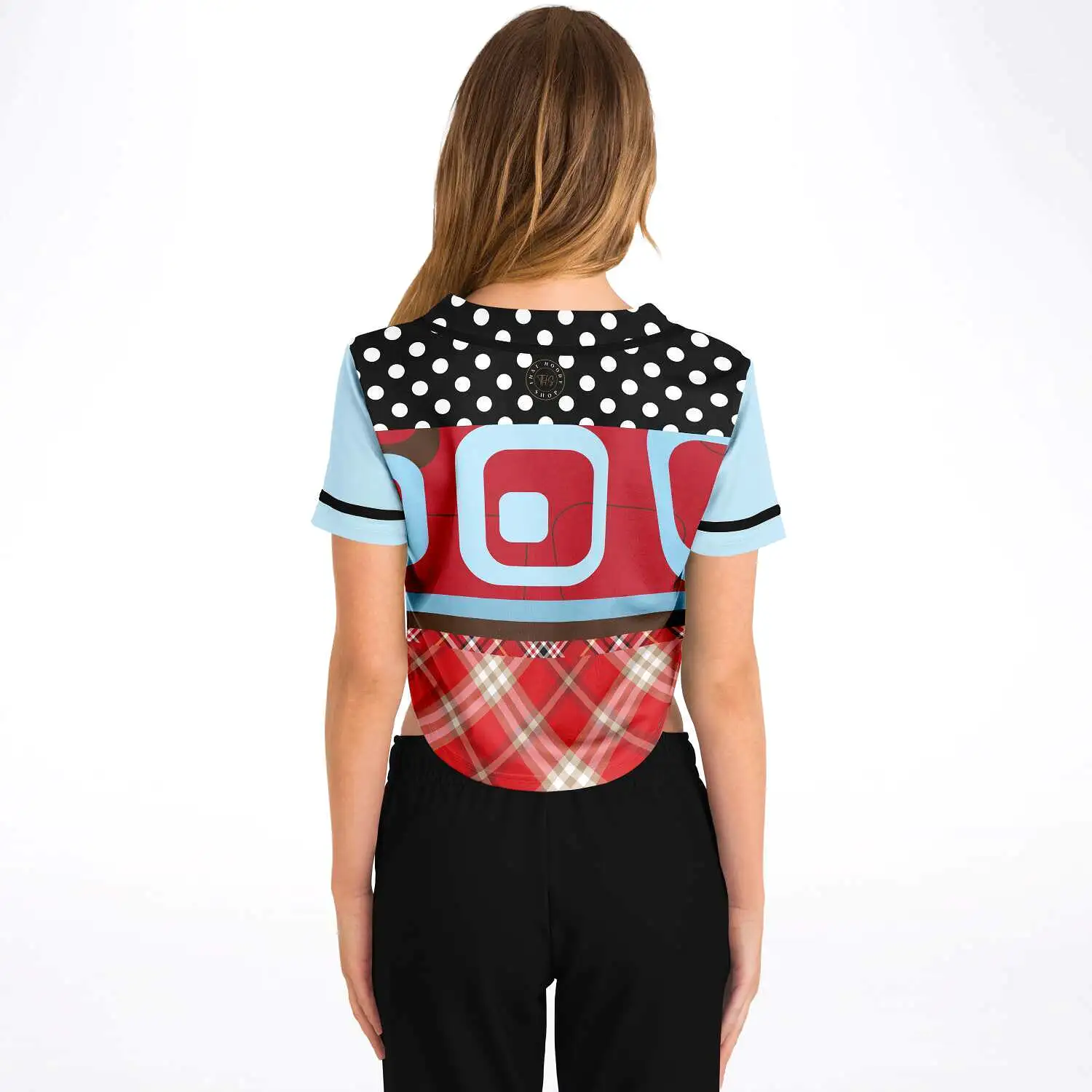 Red Pacific Palisades Geo Cropped Button Front Jersey