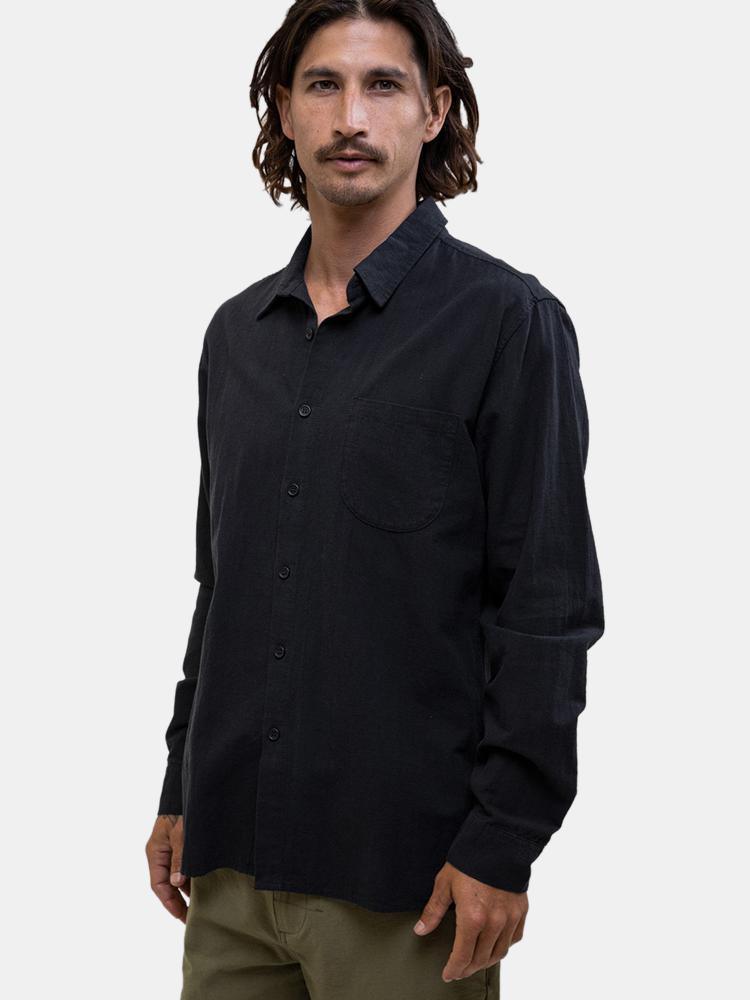 Rhythm Classic Linen Long Sleeve Shirt - Vintage Black