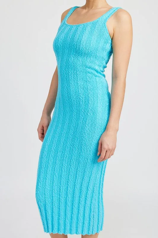 SCOOP NECK RIBBED MIDI DRESS