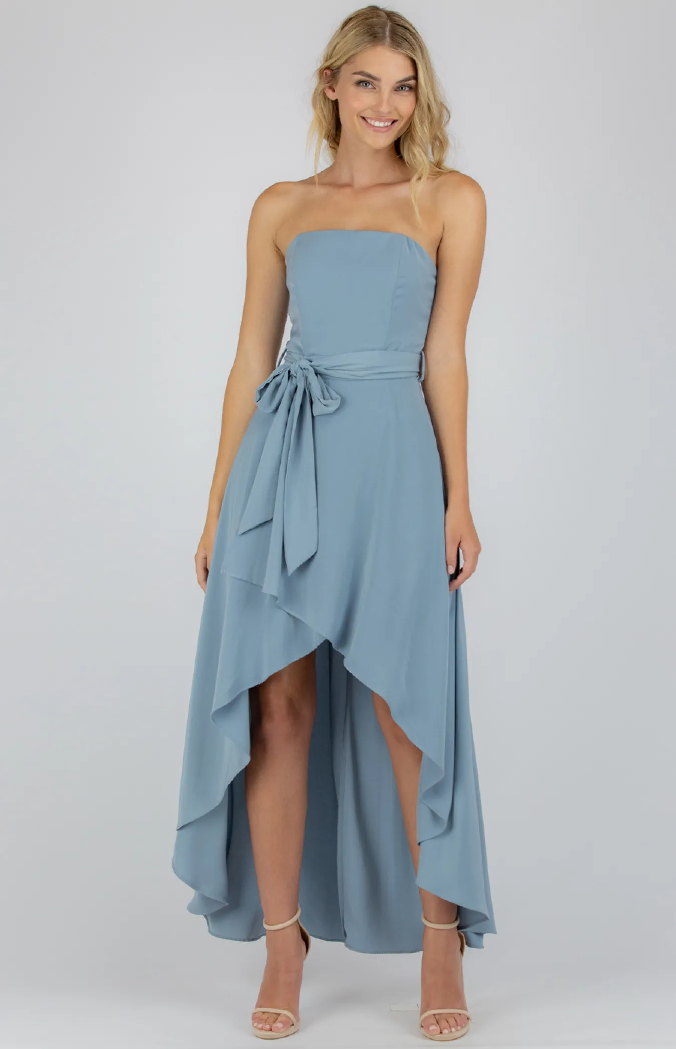 Strapless Dress with Waterfall Hem (SDR513A)