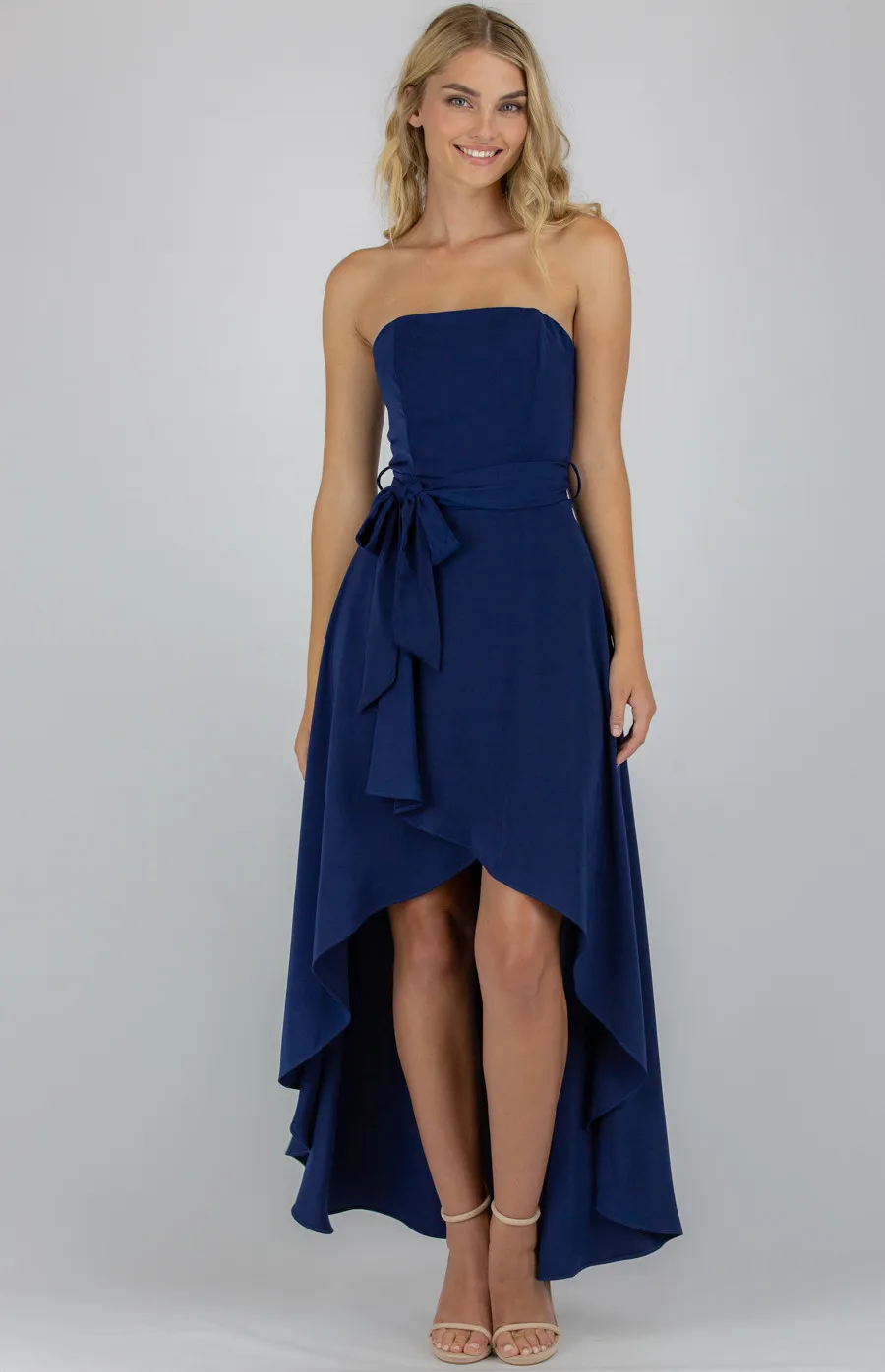 Strapless Dress with Waterfall Hem (SDR513A)