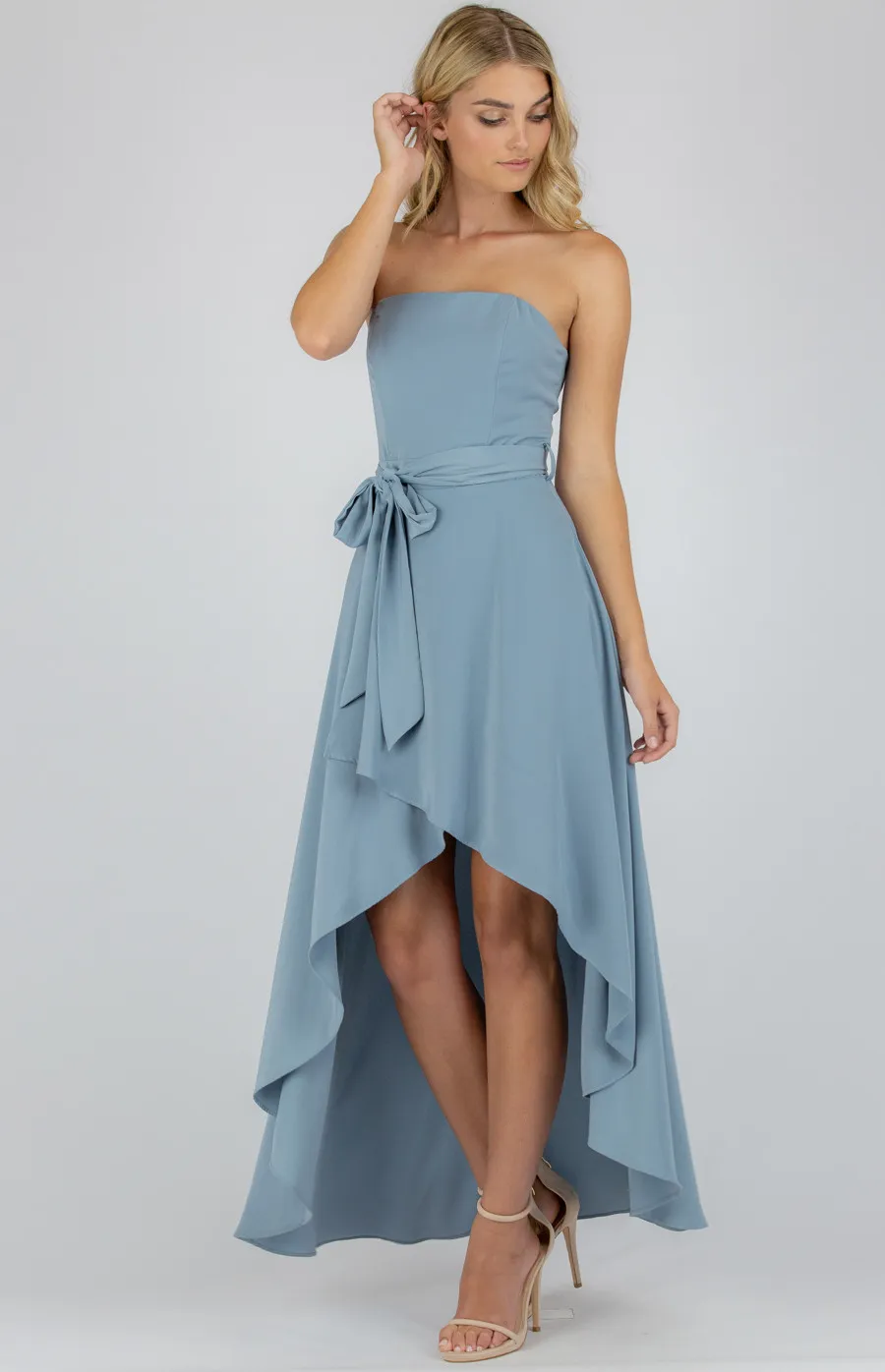 Strapless Dress with Waterfall Hem (SDR513A)