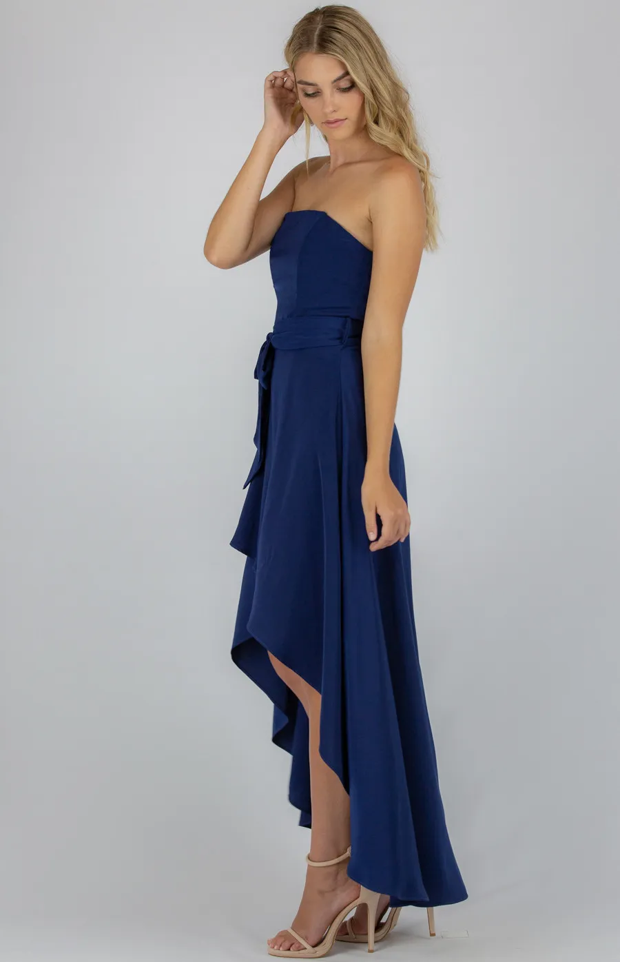 Strapless Dress with Waterfall Hem (SDR513A)