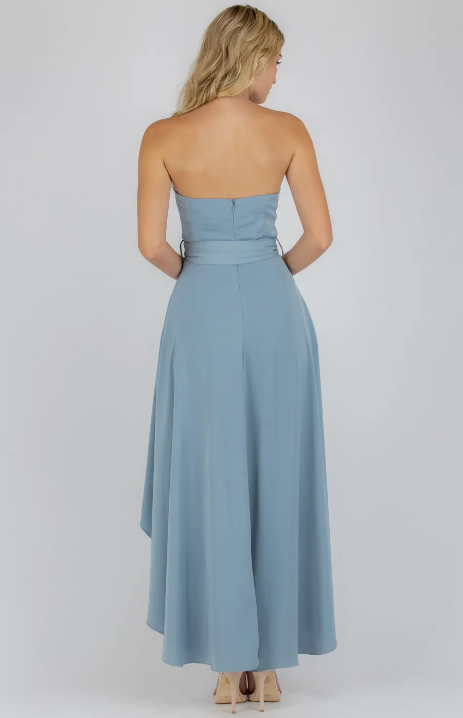 Strapless Dress with Waterfall Hem (SDR513A)