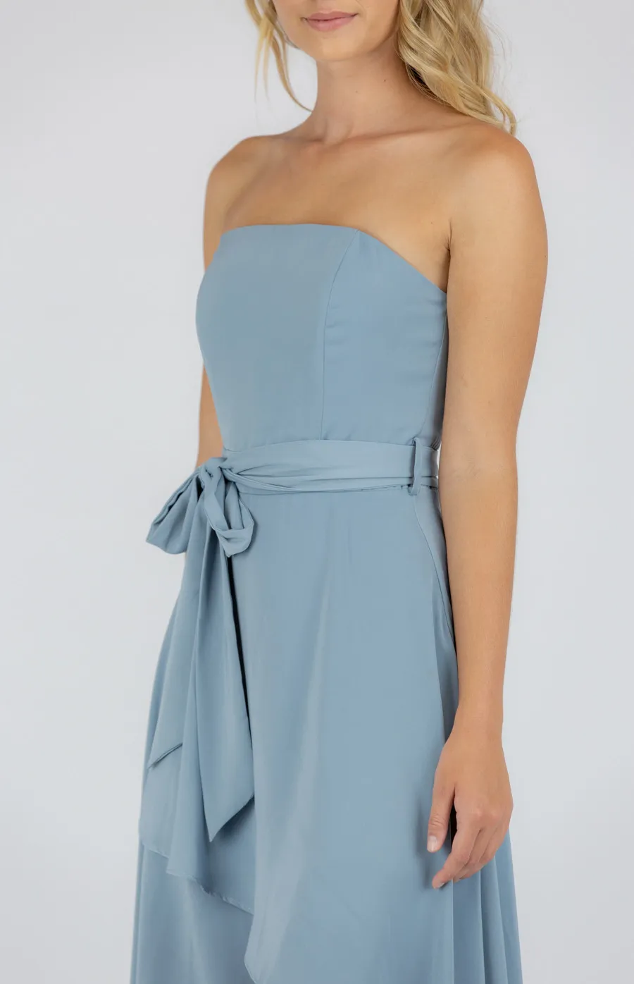 Strapless Dress with Waterfall Hem (SDR513A)